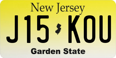 NJ license plate J15KOU
