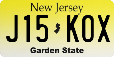 NJ license plate J15KOX