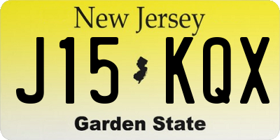 NJ license plate J15KQX