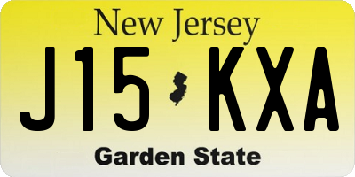NJ license plate J15KXA