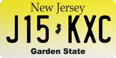 NJ license plate J15KXC