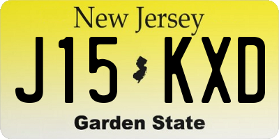 NJ license plate J15KXD