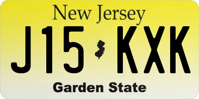 NJ license plate J15KXK