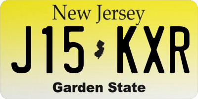 NJ license plate J15KXR