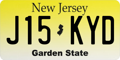 NJ license plate J15KYD