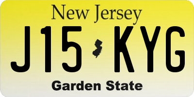 NJ license plate J15KYG