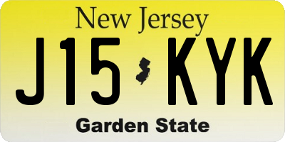 NJ license plate J15KYK