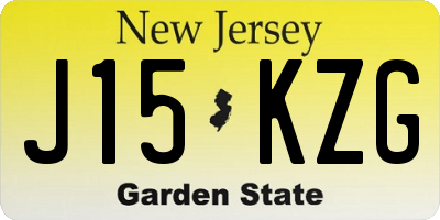 NJ license plate J15KZG