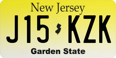 NJ license plate J15KZK