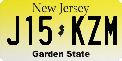 NJ license plate J15KZM