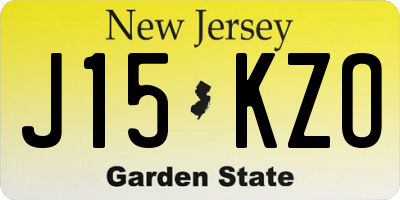 NJ license plate J15KZO