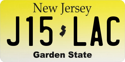 NJ license plate J15LAC