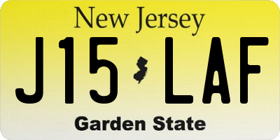 NJ license plate J15LAF