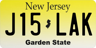 NJ license plate J15LAK