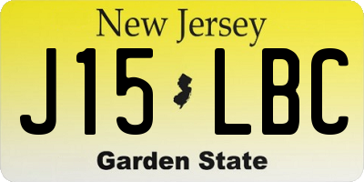 NJ license plate J15LBC