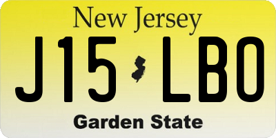 NJ license plate J15LBO
