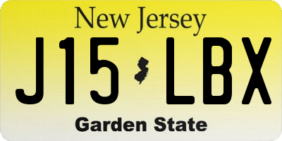 NJ license plate J15LBX