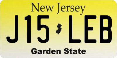 NJ license plate J15LEB