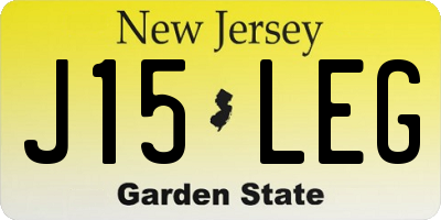 NJ license plate J15LEG