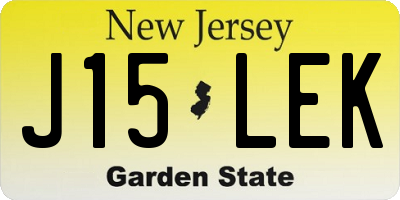 NJ license plate J15LEK