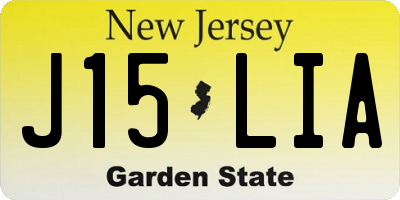 NJ license plate J15LIA
