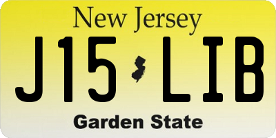 NJ license plate J15LIB