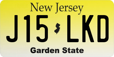 NJ license plate J15LKD