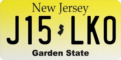 NJ license plate J15LKO