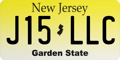 NJ license plate J15LLC