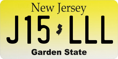 NJ license plate J15LLL