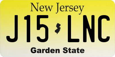 NJ license plate J15LNC