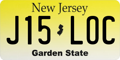 NJ license plate J15LOC