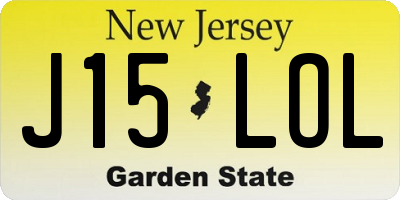 NJ license plate J15LOL