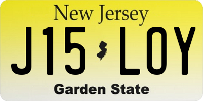 NJ license plate J15LOY