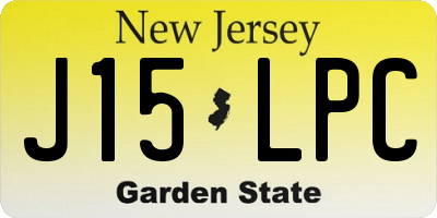 NJ license plate J15LPC