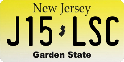 NJ license plate J15LSC