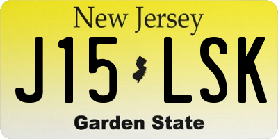 NJ license plate J15LSK