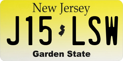 NJ license plate J15LSW