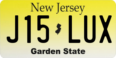NJ license plate J15LUX