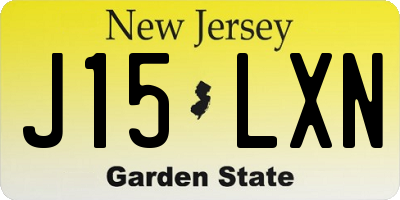 NJ license plate J15LXN