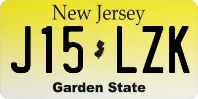 NJ license plate J15LZK