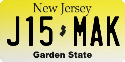 NJ license plate J15MAK