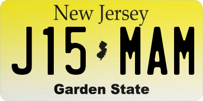 NJ license plate J15MAM