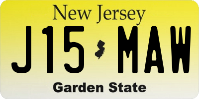 NJ license plate J15MAW