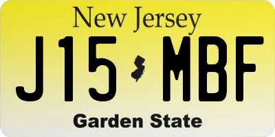 NJ license plate J15MBF