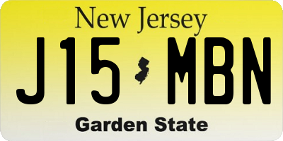 NJ license plate J15MBN