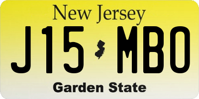 NJ license plate J15MBO