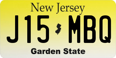 NJ license plate J15MBQ