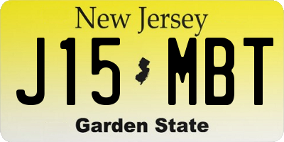 NJ license plate J15MBT