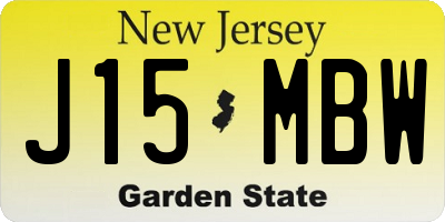 NJ license plate J15MBW